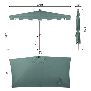 Sidney 9 ft. Classic MidCentury Rectangular Half Market Patio Umbrella